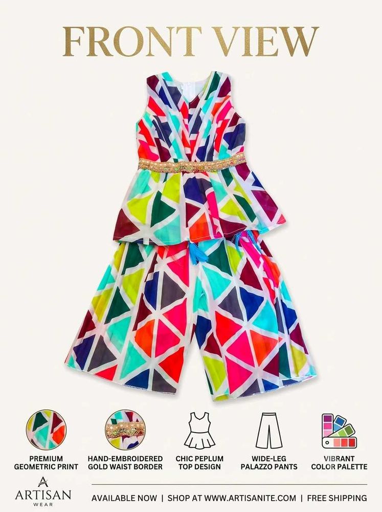 Vibrant Geometric Print Kurta Set