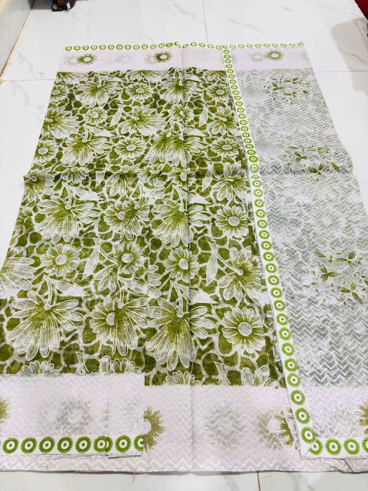 Elegant Green Floral Saree