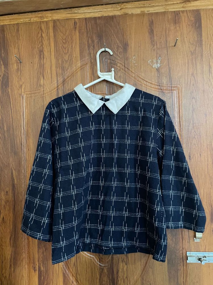 Chic Plaid Collared Top