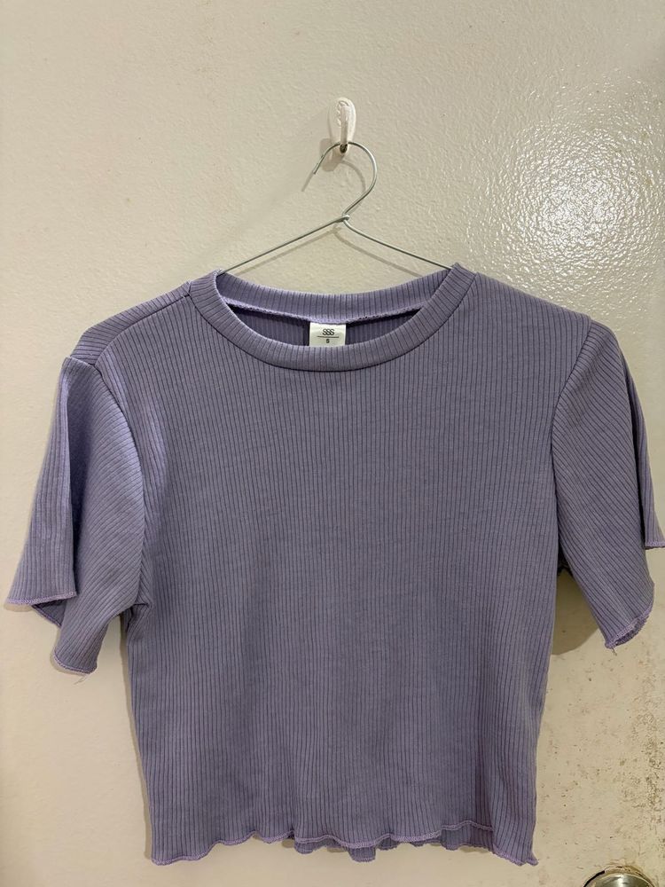 Cute Purple Ribbed Cropped Top (xs/s)