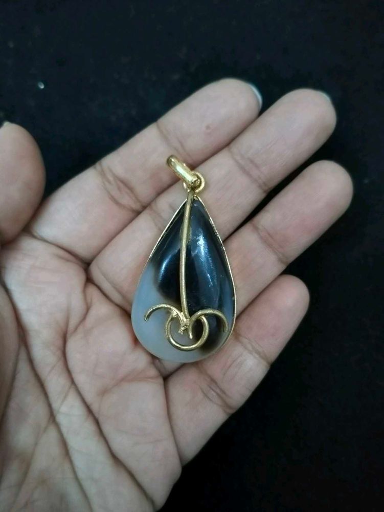 Brass Vintage Crystal Teardrop Pendant