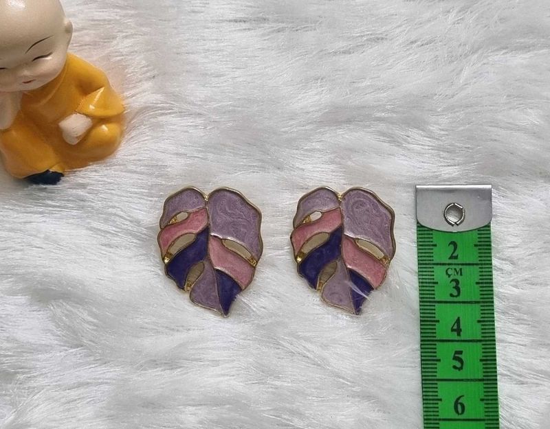 Vintage Leaf Enamel Earrings