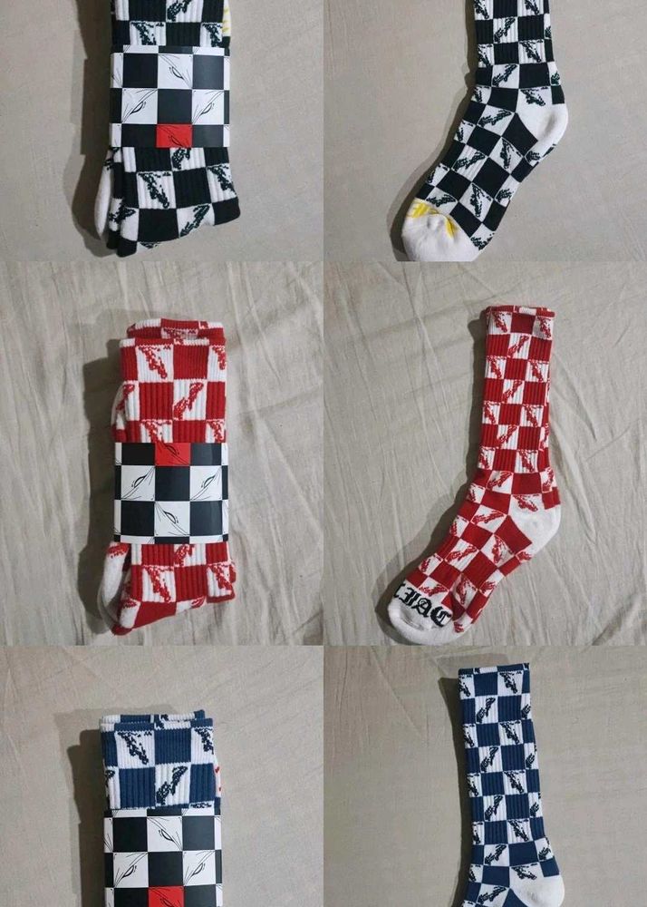 3 Chrome Hearts Checkerboard Socks Large