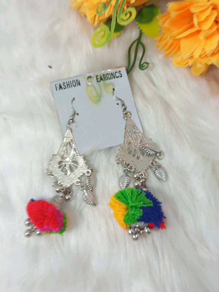multi designer antic  lock silk handmade earrings