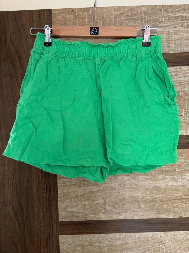 Bright Green Casual Shorts