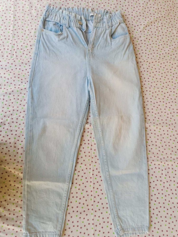 Light Wash Paperbag Waist Jeans