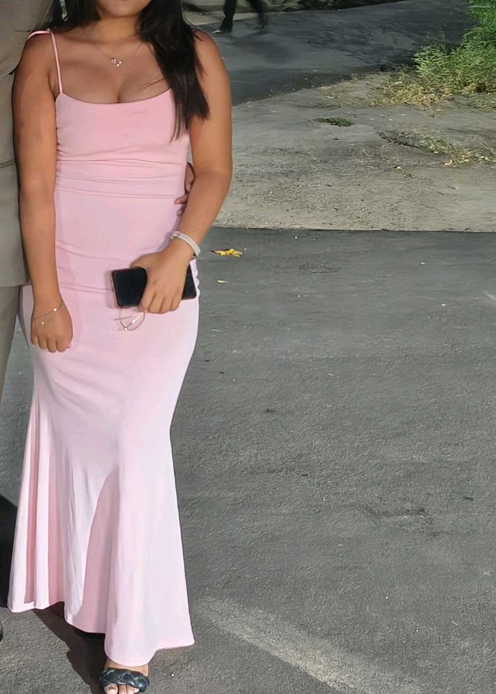 Pink Mermaid Hem Strappy Maxi dress