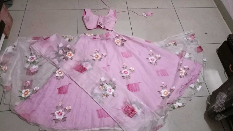 Beautiful Pink Floral Lehenga Choli Set