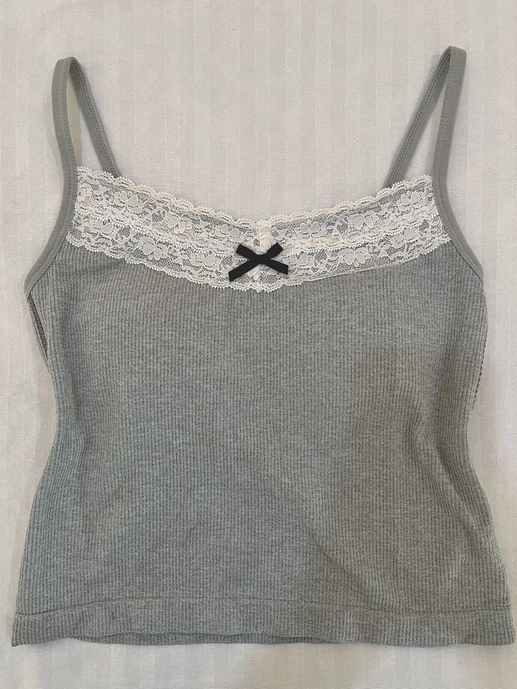 Grey Lace Top/cami with built in bra