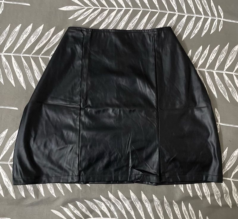 Black Faux Leather Mini Skirt