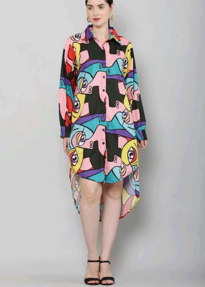 Multi color high low dress