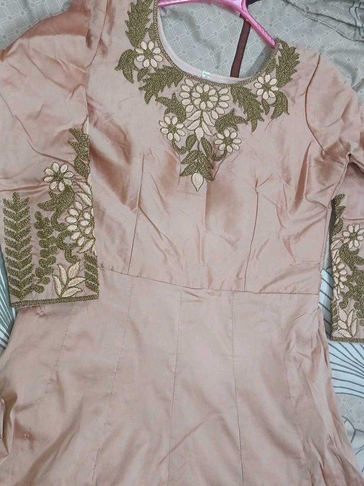 Elegant Embroidered gown with dupatta