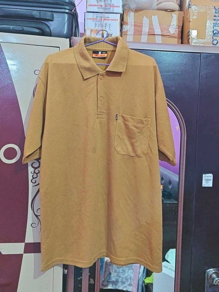 Men's Mustard Polo T-Shirt with Pocket
