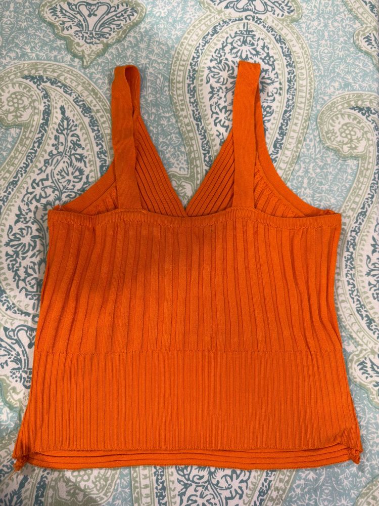 Ribbed Orange Tank Top