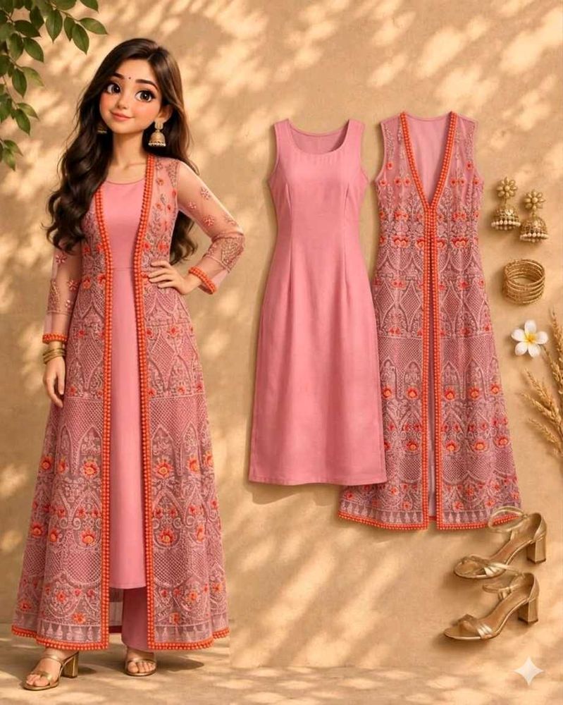 Elegant Pink Kurta Set with Jacket