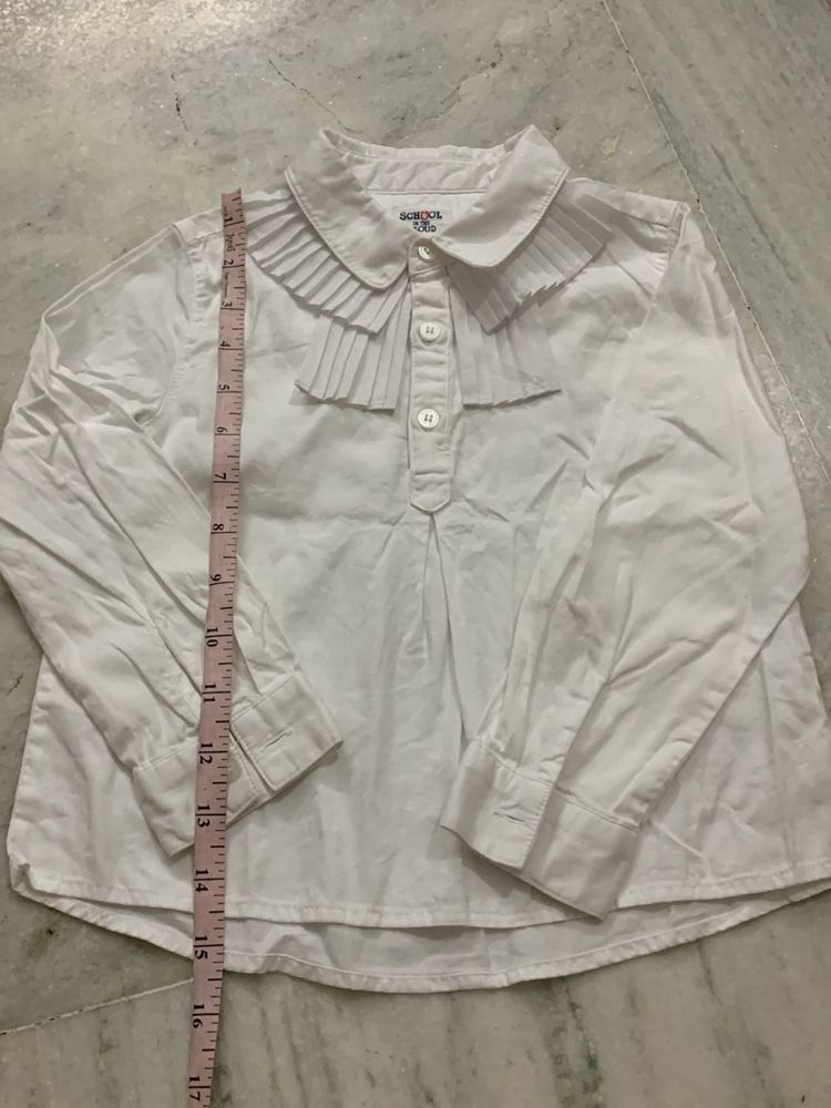 Elegant White Pleated Collar Blouse