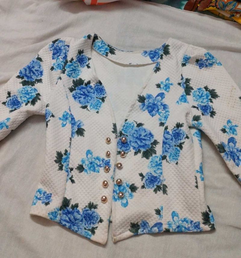 Floral Print White Jacket