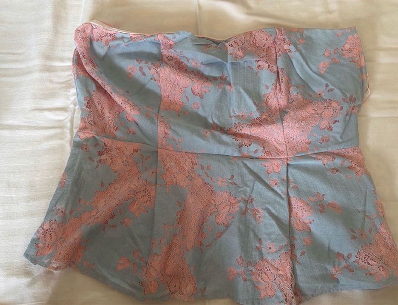 Cover Story Strapless Lace Floral Peplum Top