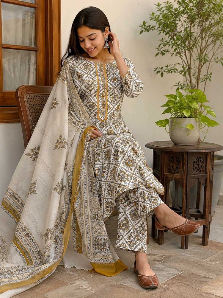 Elegant Printed Kurta Set with Dupatta
