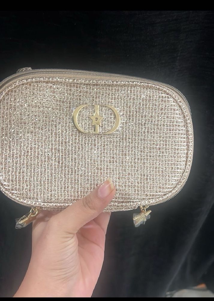 Dior Sparkly Gold Cosmetic Pouch