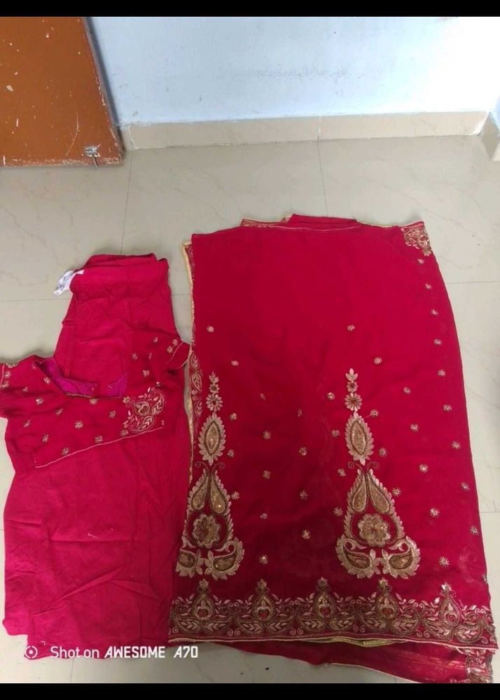 Vibrant Red Embroidered Lehenga Choli Set