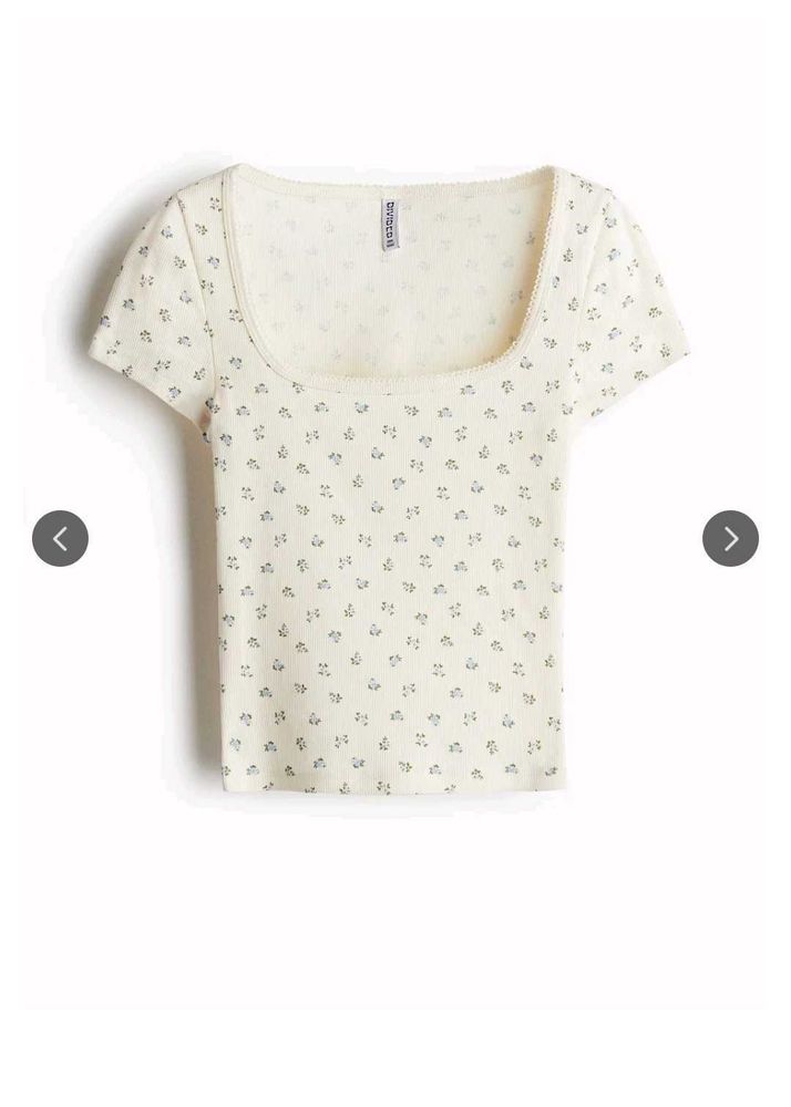 Cute Floral Print Square Neck Top