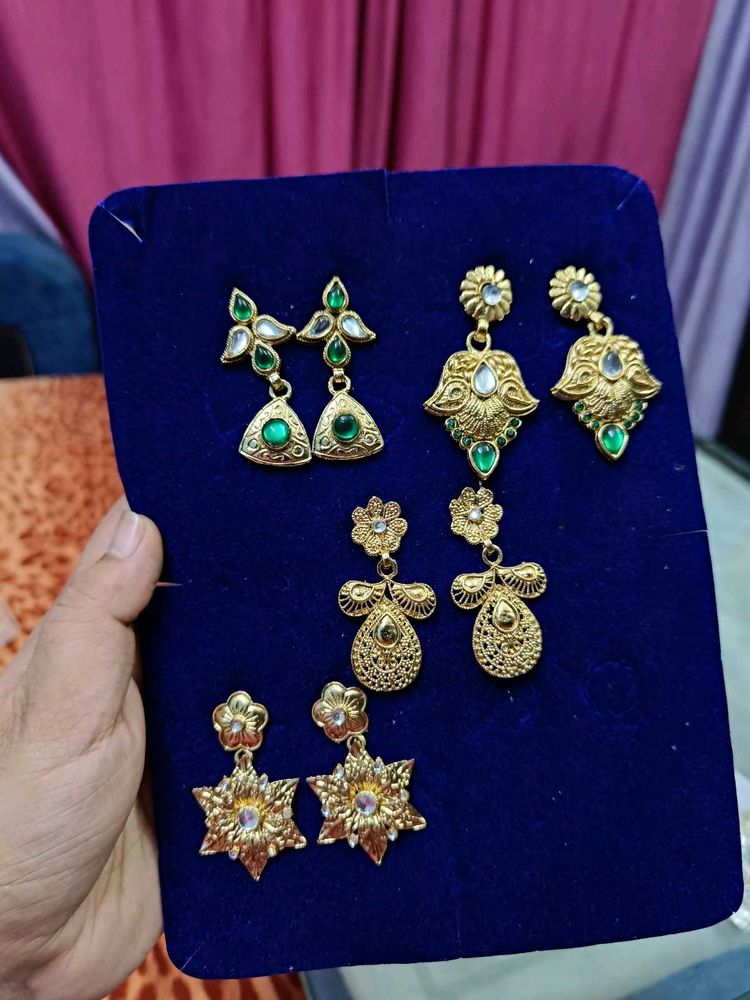 Beautiful Gold-Tone Earrings Set of 4