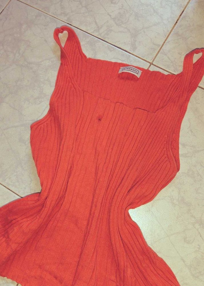 Vibrant Red Ribbed Tank Top