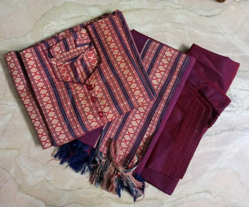 Beautiful Striped Buti Work Kurta Set