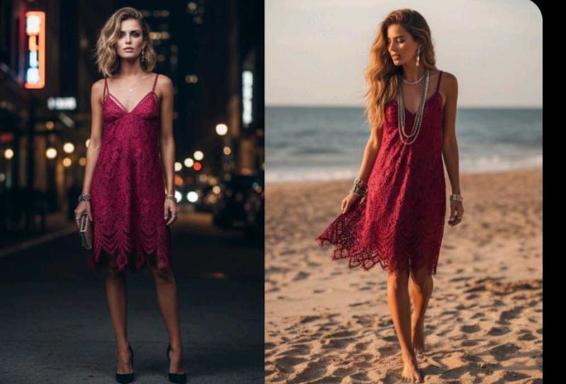 Burgundy Lace Slip Dress