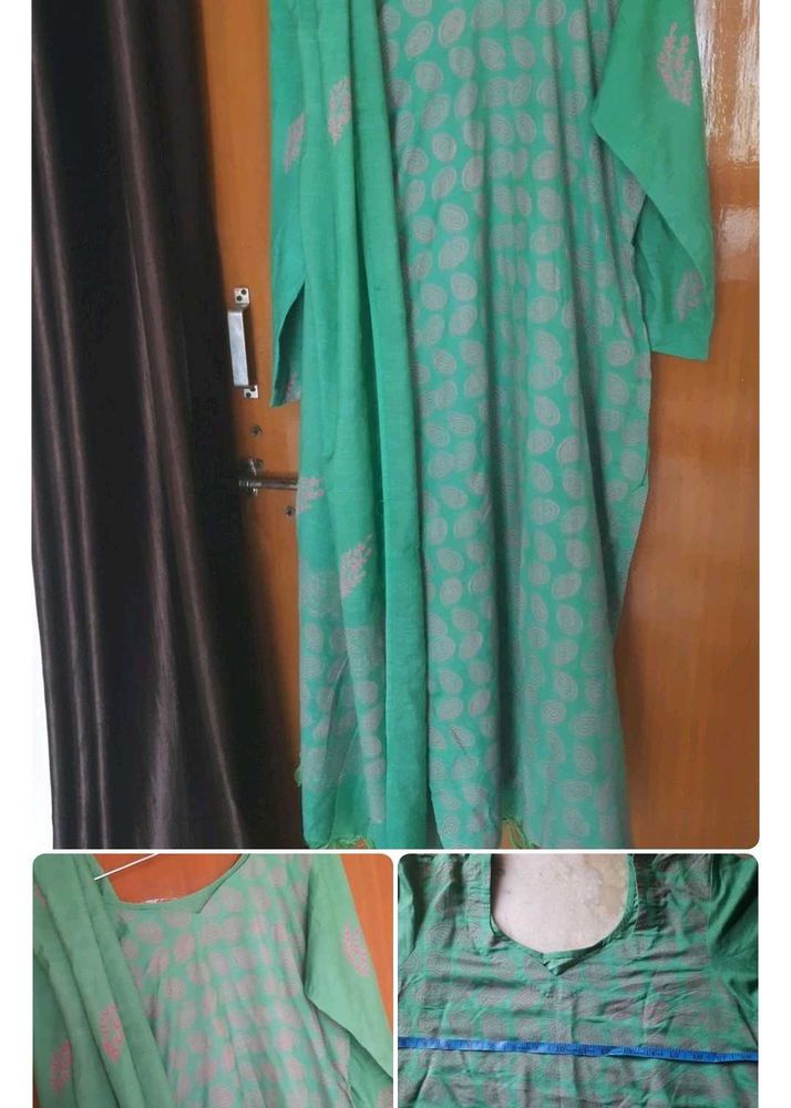 Green Printed Kurta Set