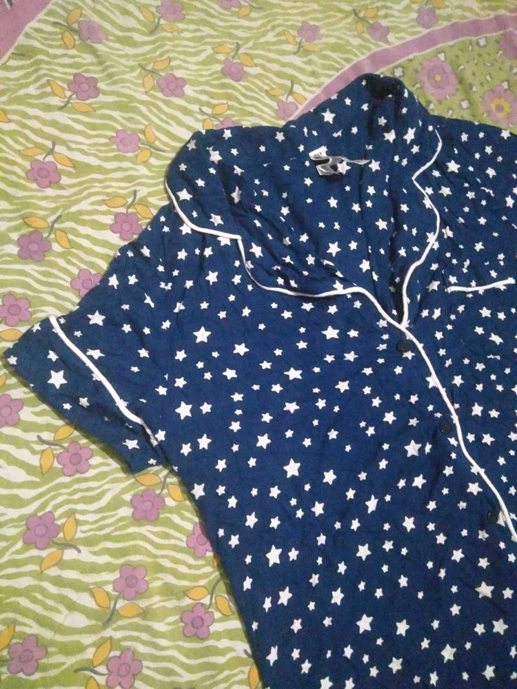 Cozy Star Print Pajama Top