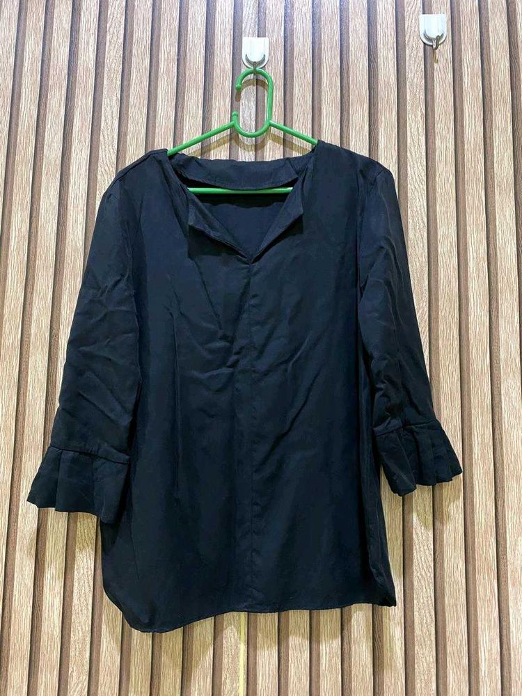 Chic Black Bell Sleeve Top