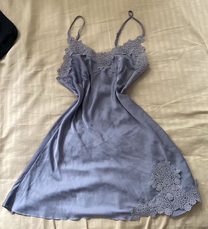 Silky Sleep Dress with Lace Trim