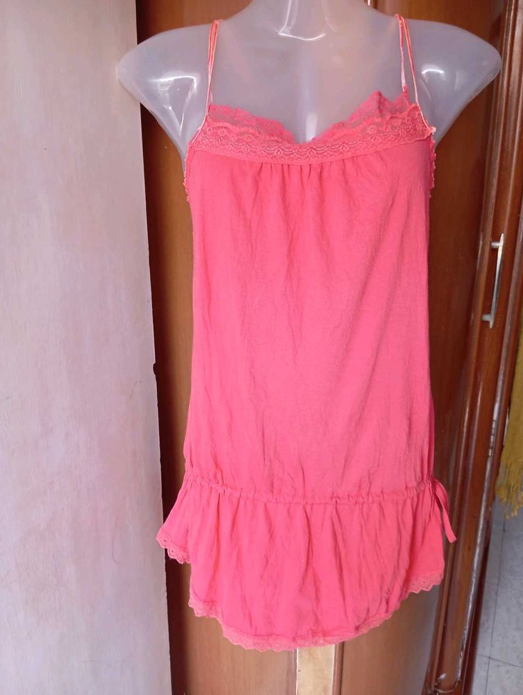 Pink Lace Trim Cami