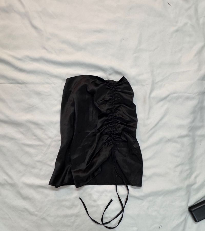 Black Ruched Mini Skirt
