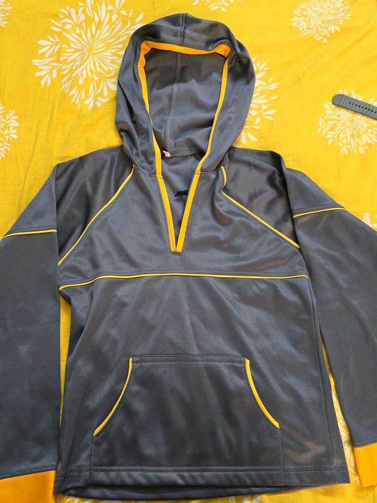 Boys Gray &amp; Yellow Hoodie