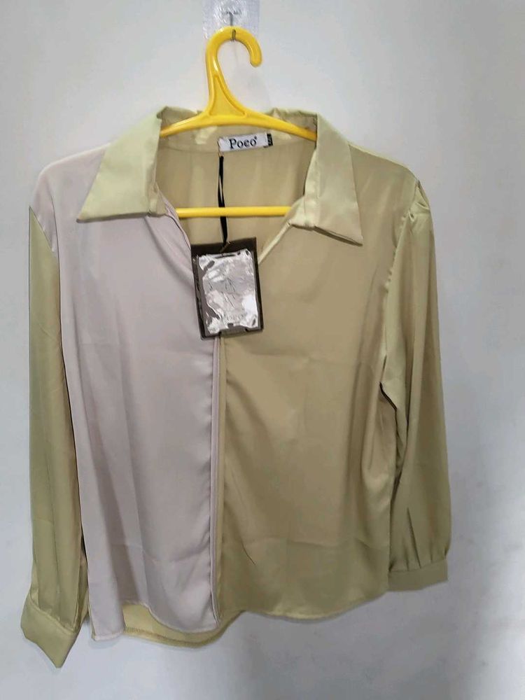 Stylish Two-Tone Long Sleeve Shirt