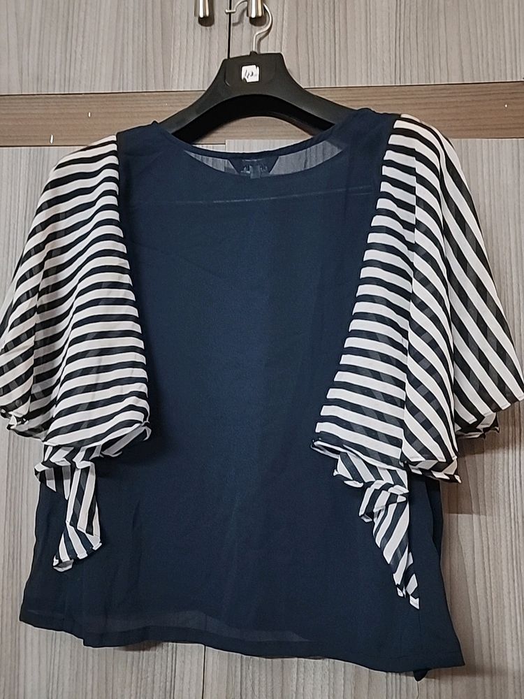 Navy Blue Western  SeeThrough Top