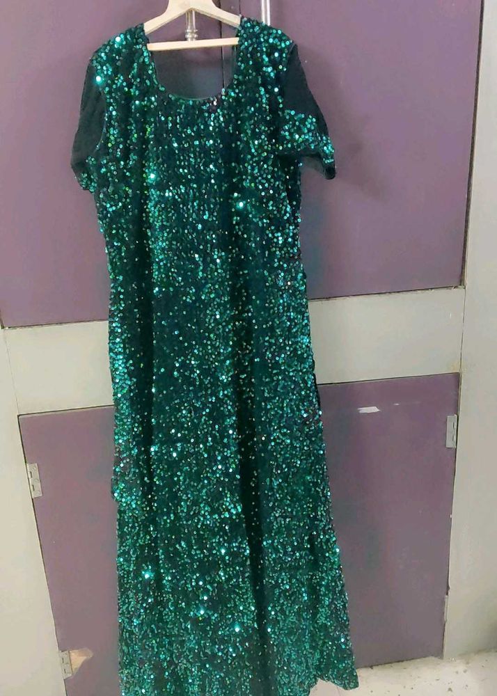 Emerald Sequin Party one-pieceGown