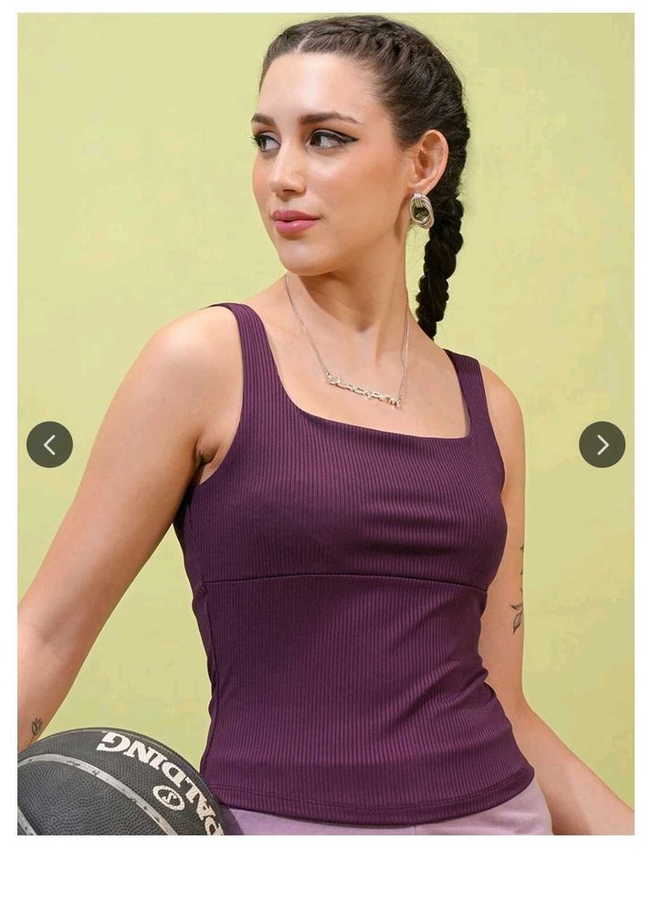 Ribbed Square Neck Tank Top