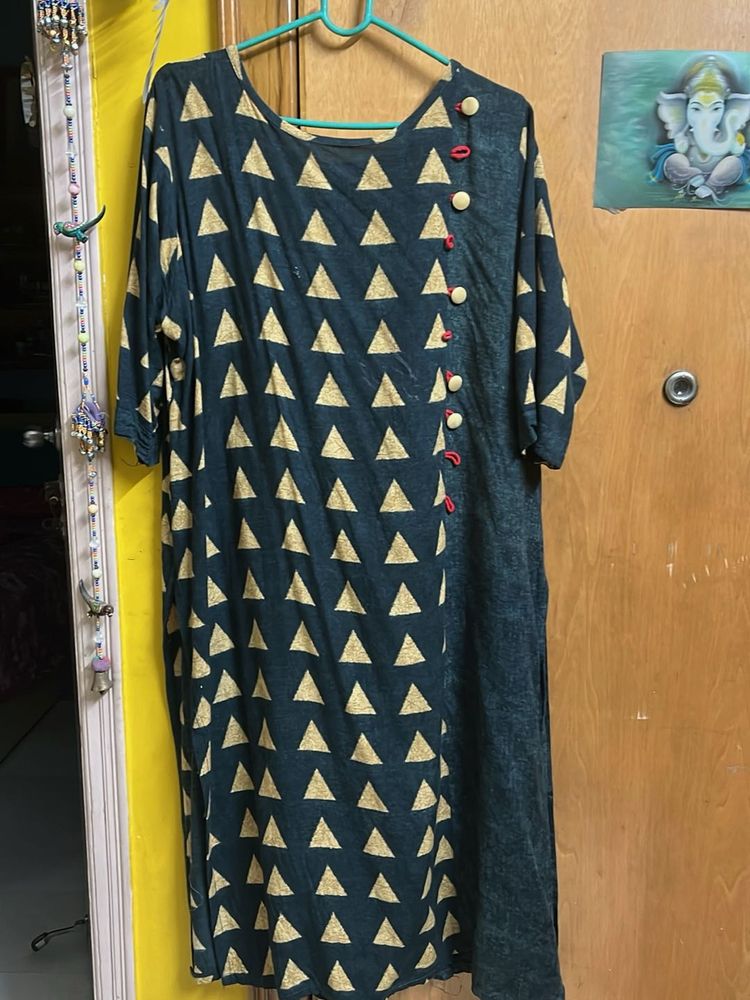 Stylish Teal Triangle Print Kurta