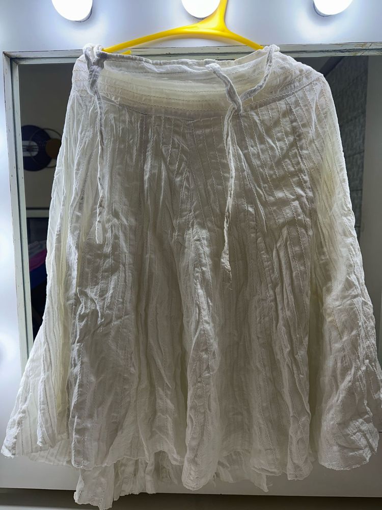 White Flowy Linen Blend skirt