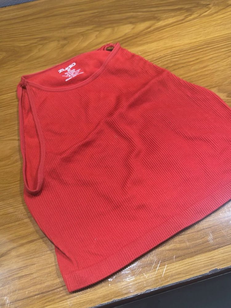Vibrant Red Ribbed Tank Top