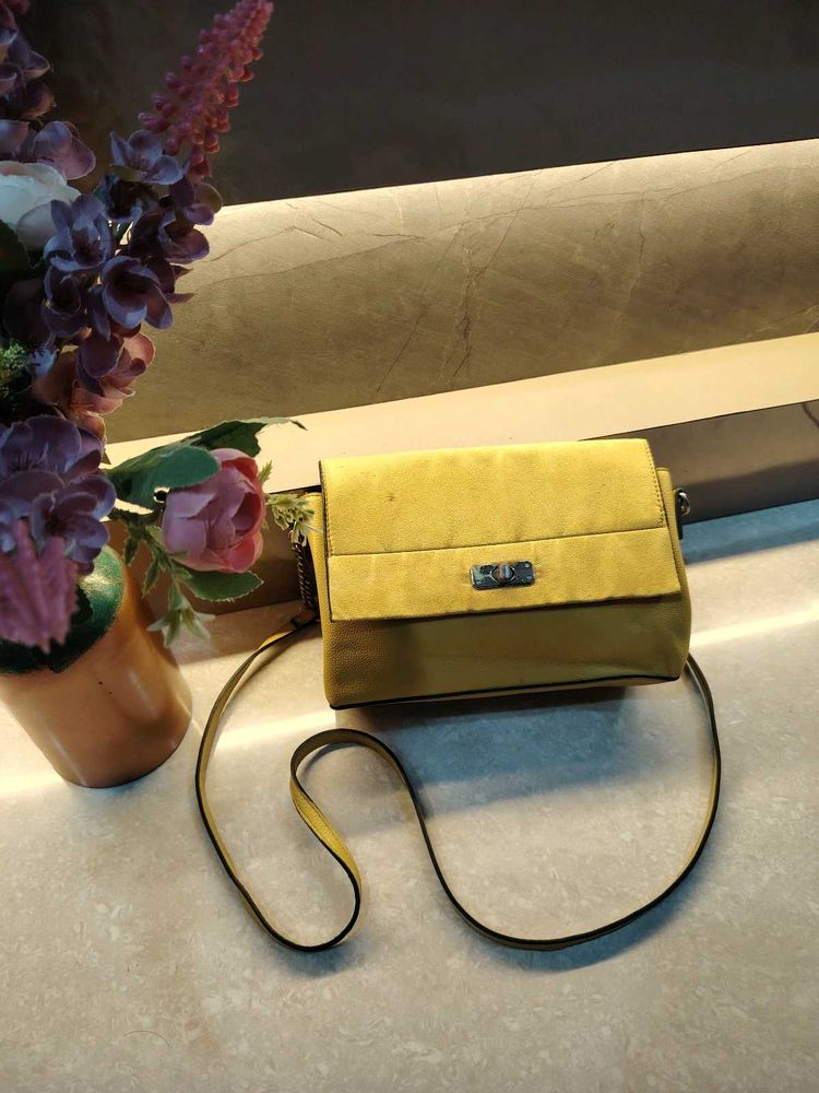 Yellow Suede Crossbody Bag