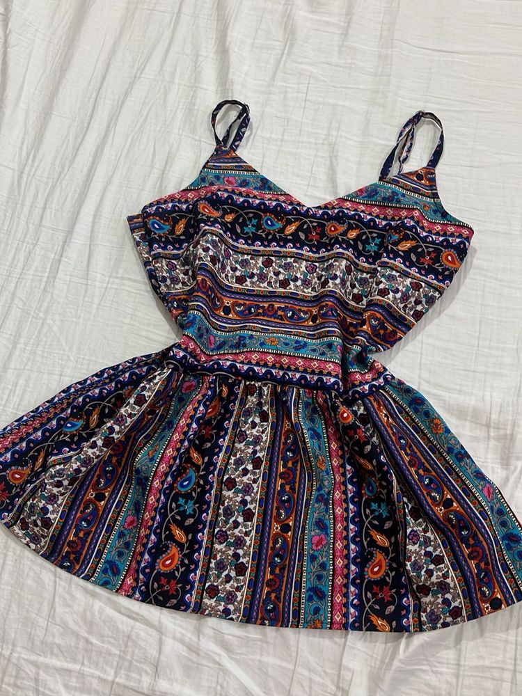 Bohemian Print Spaghetti Strap Dress