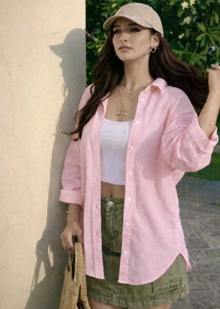 sale::Chic Pink pure cotton Button-Up Shirt || nev