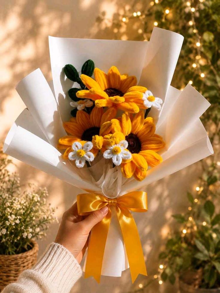 Handmade Crochet Sunflower Bouquet