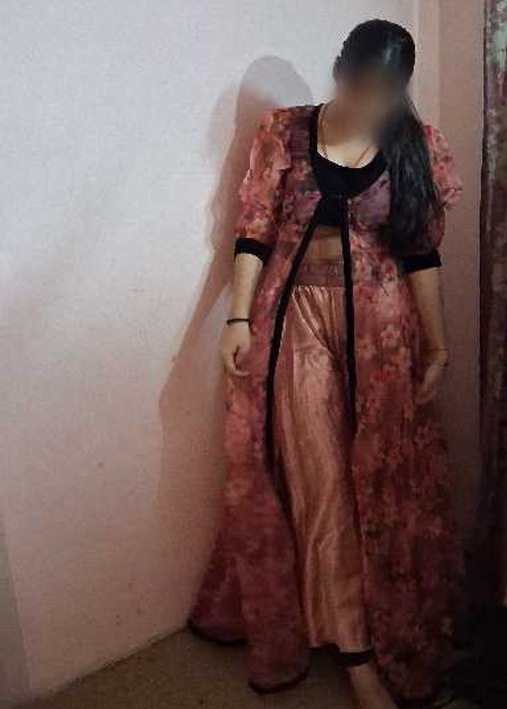 Elegant Floral Print shrug and choli with Palazzo
