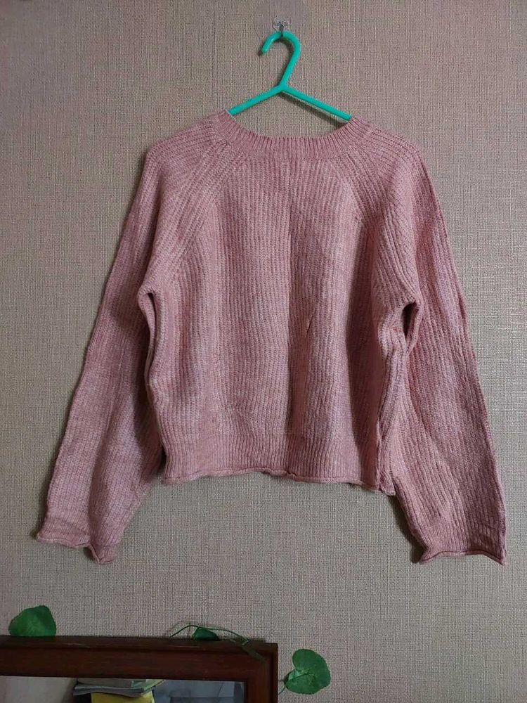 Pink Knit Pullover Sweater